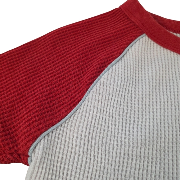 SO Waffle Knit Raglan Tee – Red & White – Junior's Size M Fall Layering Sporty - Picture 2 of 6
